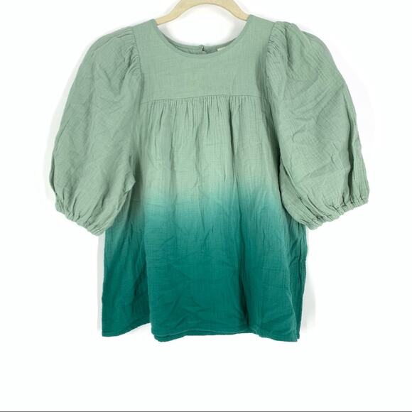Universal Thread Green Ombré Peasant Blouse 100% Cotton XS - Picture 1 of 8